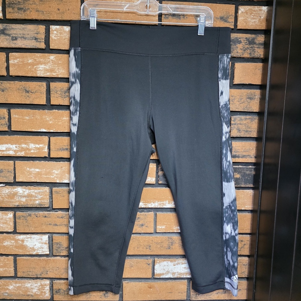 Adidas Climalite XL Mid Rise Leggings Black 3/4 Length Cropped Workout‎